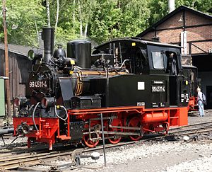 BR 99 4511 am 11. Juni 2011 im Bahnhof Jöhstadt