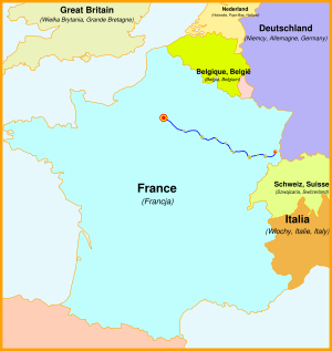 Karte der Strecke Paris-Mulhouse