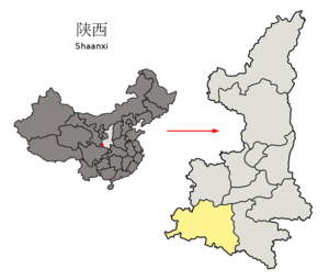 Location of Hanzhong Prefecture within Shaanxi (China).png