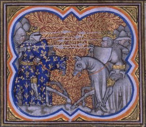 Die Schlacht von Brémule in den Grandes Chroniques de France, 14. Jahrhundert.