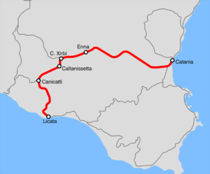 Strecke der Bahnstrecke Bicocca–Licata