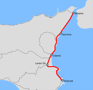 Strecke der Bahnstrecke Messina–Siracusa