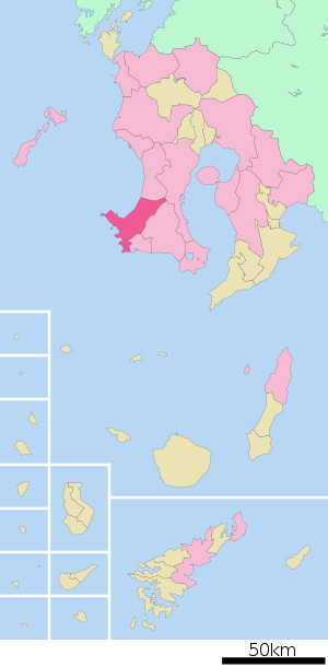 Lage Minamisatsumas in der Präfektur