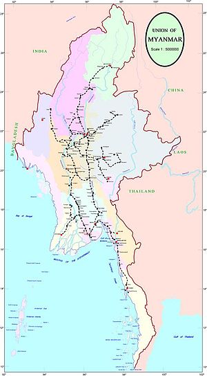 Strecke der Myanma Railways