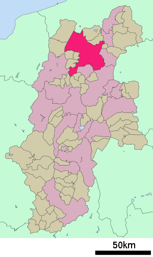 Lage Naganos in der Präfektur