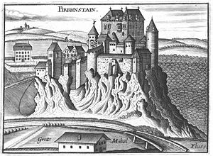 Burg Pürnstein um 1674, Stich von G.M.Vischer