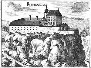 Burg Rottenegg um 1674, Stich von G.M.Vischer