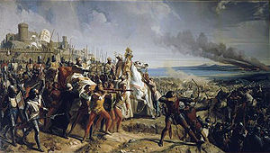 Die Schlacht von Montgisard. Historiengemälde von Charles-Philippe Larivière (1798–1876)