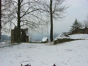 Die Ruine Schwarzenburg mit Blick Richtung Waldkirch