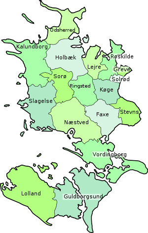Administrative Einteilung von Sjælland