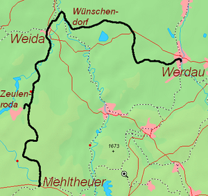 Strecke der Bahnstrecke Werdau–Weida–Mehltheuer