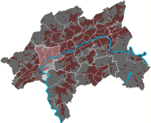 Lage des Quartiers Buchenhofen im Stadtbezirk Elberfeld-West
