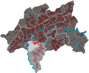 Lage des Quartiers Küllenhahn im Stadtbezirk Cronenberg