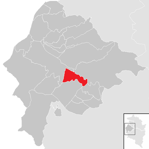Lage der Gemeinde Übersaxen im Bezirk Feldkirch (anklickbare Karte)