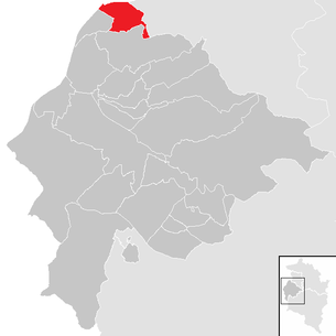 Lage der Gemeinde Altach im Bezirk Feldkirch (anklickbare Karte)
