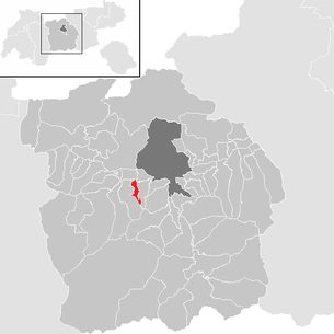 Lage der Gemeinde Birgitz im Bezirk Innsbruck Land (anklickbare Karte)
