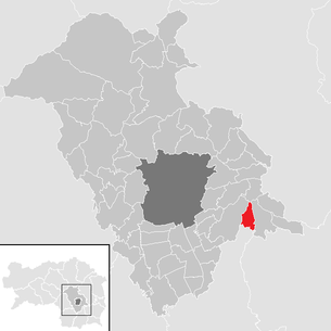 Lage der Gemeinde Edelsgrub im Bezirk Graz-Umgebung (anklickbare Karte)