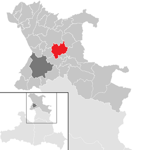 Lage der Gemeinde Eugendorf im Bezirk St. Johann im Pongau (anklickbare Karte)