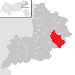Lage der Gemeinde Fieberbrunn im Bezirk Kitzbühel (anklickbare Karte)