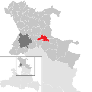 Lage der Gemeinde Hof bei Salzburg im Bezirk St. Johann im Pongau (anklickbare Karte)