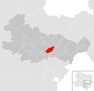 Lage der Gemeinde Kottingbrunn im Bezirk Baden (anklickbare Karte)