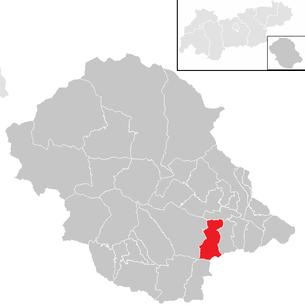 Lage der Gemeinde Leisach im Bezirk Lienz (anklickbare Karte)