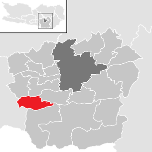 Lage der Gemeinde Ludmannsdorf im Bezirk Klagenfurt-Land (anklickbare Karte)