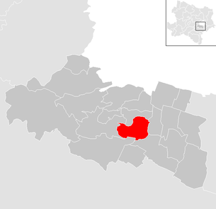Lage der Gemeinde Mödling im Bezirk Mödling (anklickbare Karte)