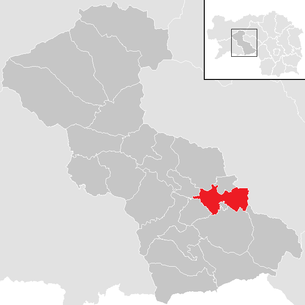 Lage der Gemeinde Maria Buch-Feistritz im Bezirk Judenburg (anklickbare Karte)
