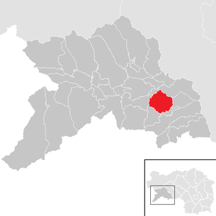 Lage der Gemeinde Mariahof im Bezirk Murau (anklickbare Karte)