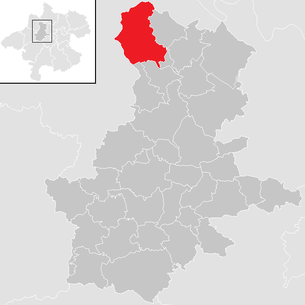 Lage der Gemeinde Natternbach im Bezirk Grieskirchen (anklickbare Karte)