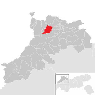 Lage der Gemeinde Nesselwängle im Bezirk Reutte (anklickbare Karte)