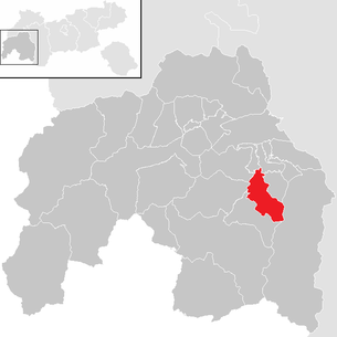 Lage der Gemeinde Ried im Oberinntal im Bezirk Landeck (anklickbare Karte)