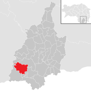 Lage der Gemeinde Sankt Johann im Saggautal im Bezirk Leibnitz (anklickbare Karte)