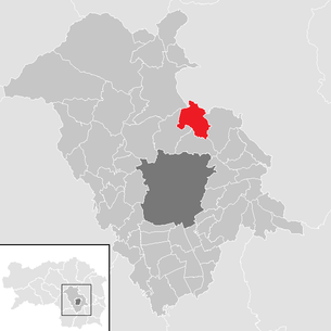 Lage der Gemeinde Sankt Radegund bei Graz im Bezirk Graz-Umgebung (anklickbare Karte)