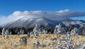 San Francisco Peaks im Winter, gesehen vom Elden Mountain