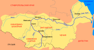 Verlauf der Sunscha (Сунжа) im Einzugsgebiet des Terek