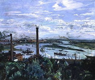 Blick auf den Köhlbrand 1911, Gemälde von Lovis Corinth