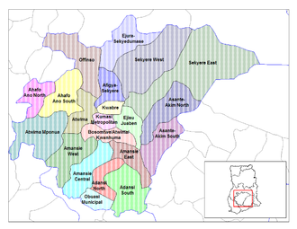Lage des Distrikts Atwima innerhalb der Ashanti Region
