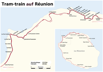 Strecke der Schienenverkehr auf Réunion