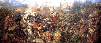 Bitwa pod Grunwaldem („Schlacht bei Grunwald“), Historiengemälde von Jan Matejko, Öl auf Leinwand, 1872–1878, Nationalmuseum Warschau