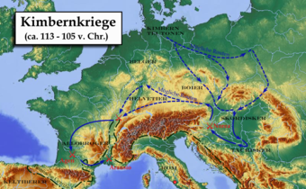 Züge der Kimbern und Teutonen bis zum Jahr 105 v. Chr.