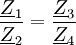 \frac{\underline Z_1}{\underline Z_2} =\frac{\underline Z_3}{\underline Z_4}