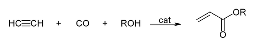 Reaktionsgleichung der Hydrocarboxylierung mit einem Alkohol