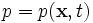 p=p(\mathbf{x},t)