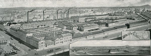 Blick auf den Waggonbau, Werk I um 1900