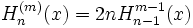 H_{n}^{(m)}(x)=2nH_{n-1}^{m-1}(x)