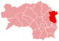 Lage des Bezirkes Hartberg innerhalb der Steiermark
