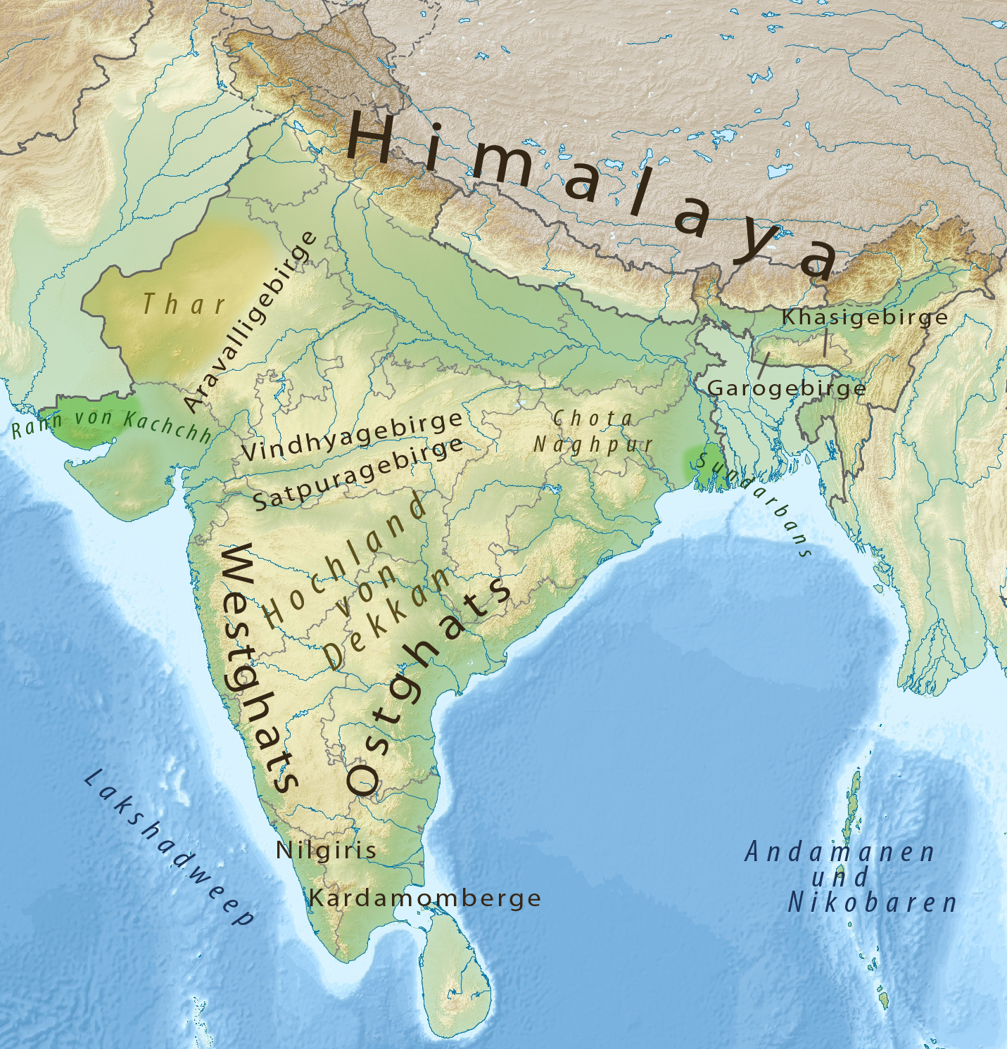 Topographische Karte Indien