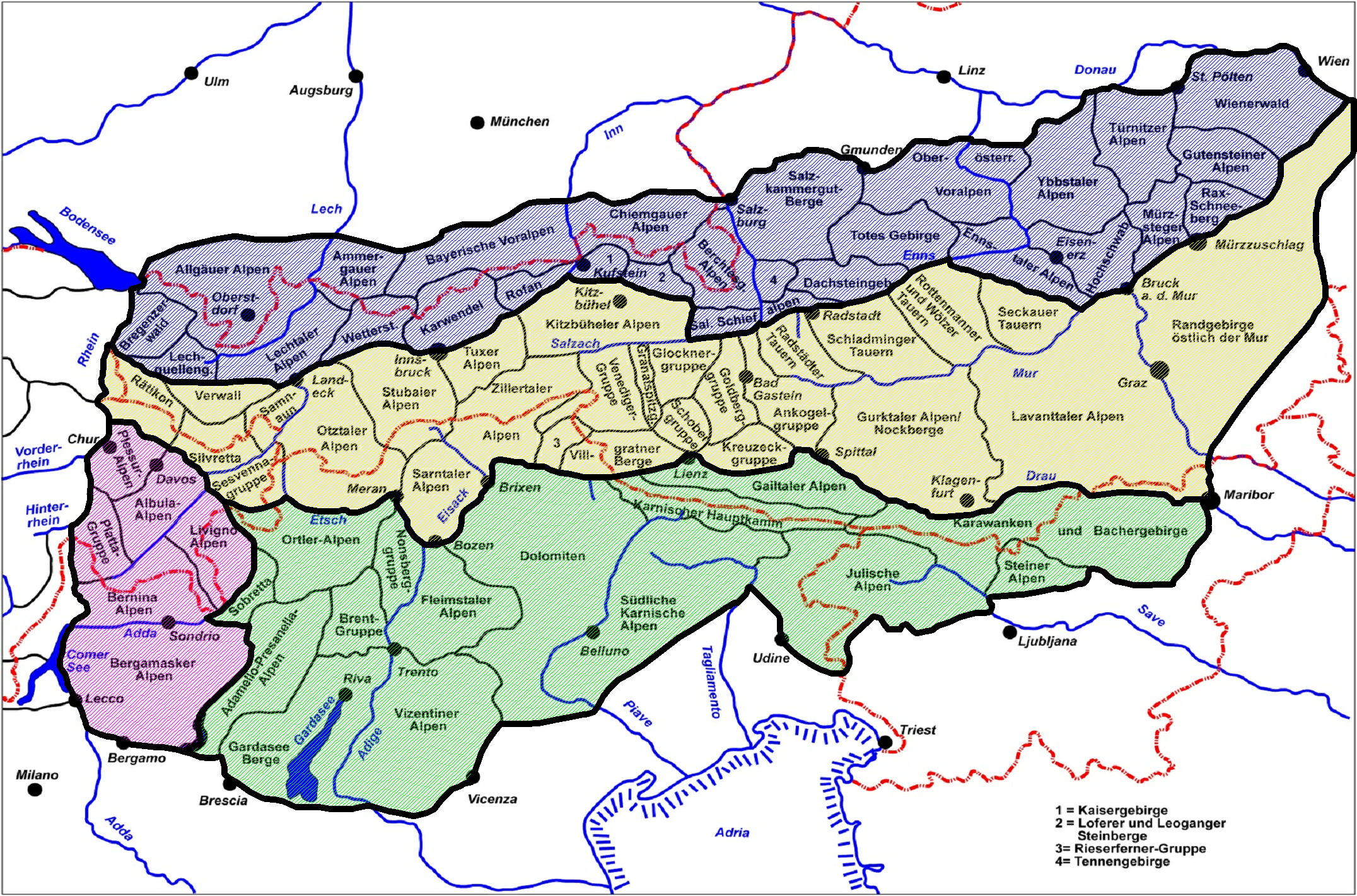 Alpenvereinseinteilung der Ostalpen